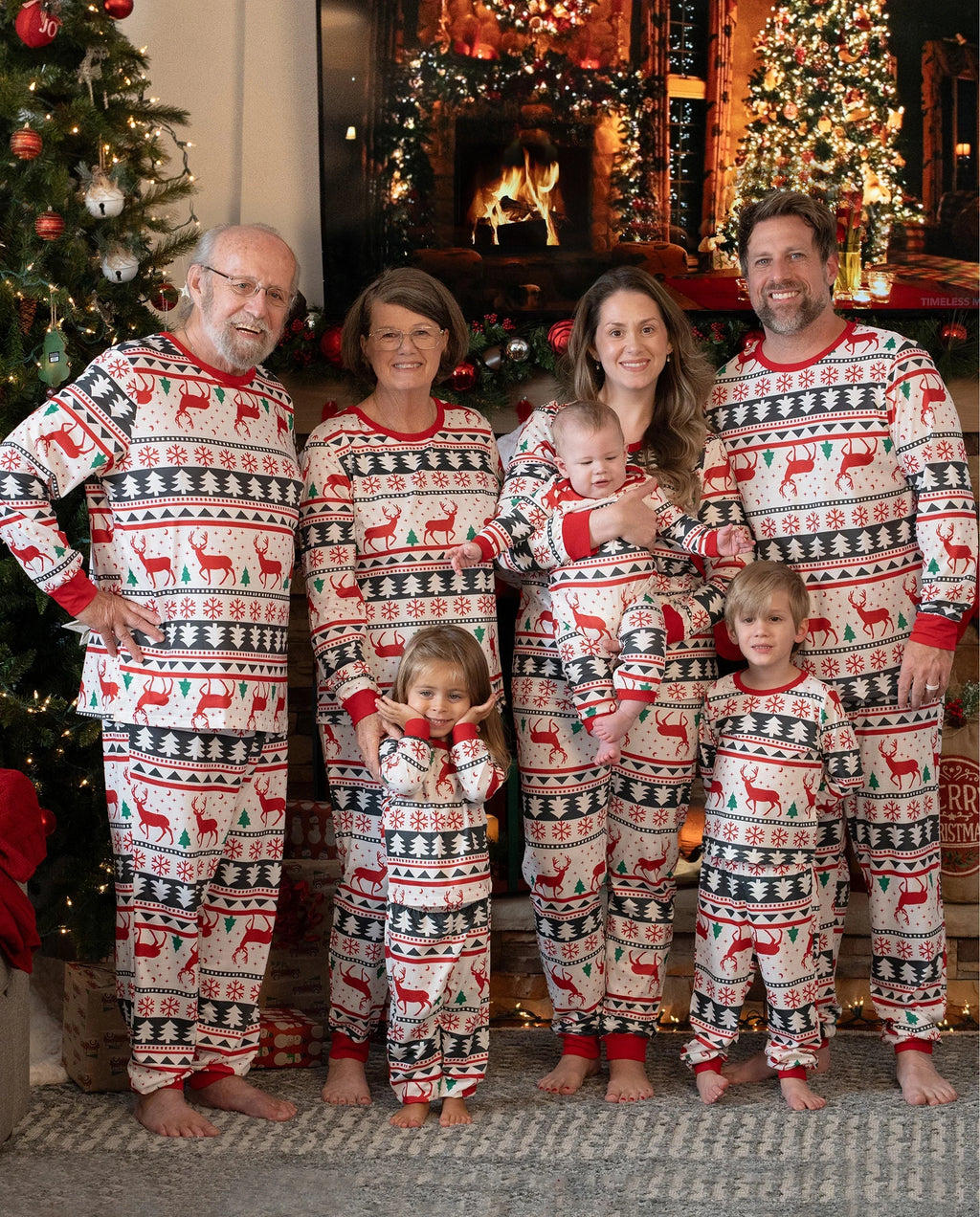 PatPat Family Matching Christmas Pajamas Fair Isle Red & White