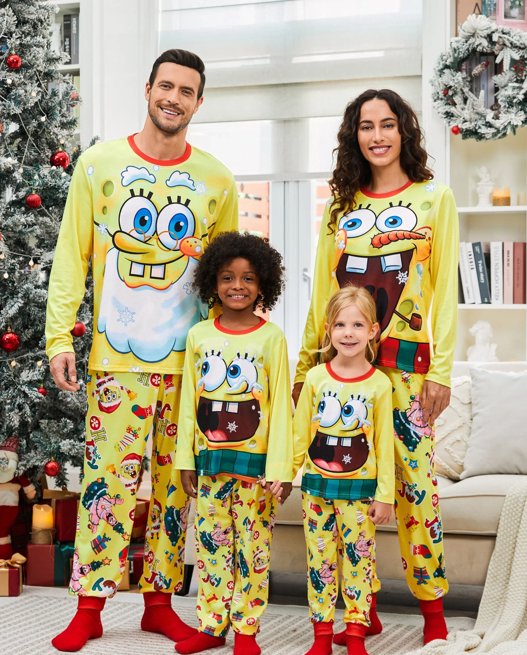 PatPat SpongeBob SquarePants Family Matching Christmas Pajamas Yellow