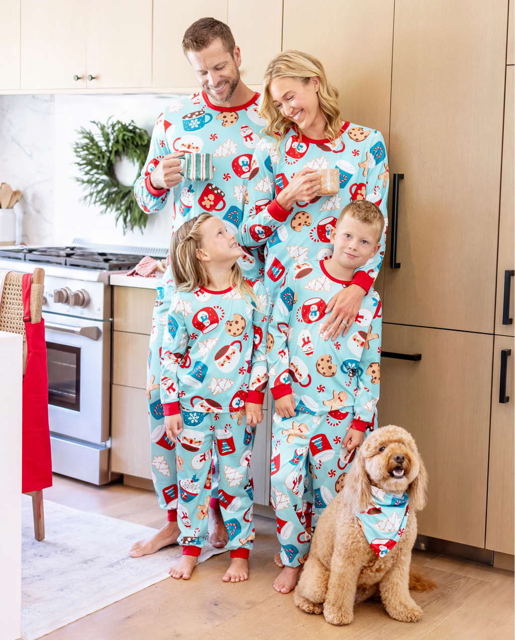 PatPat Family Matching Christmas Pajamas Mug & Gingerbread Print Blue