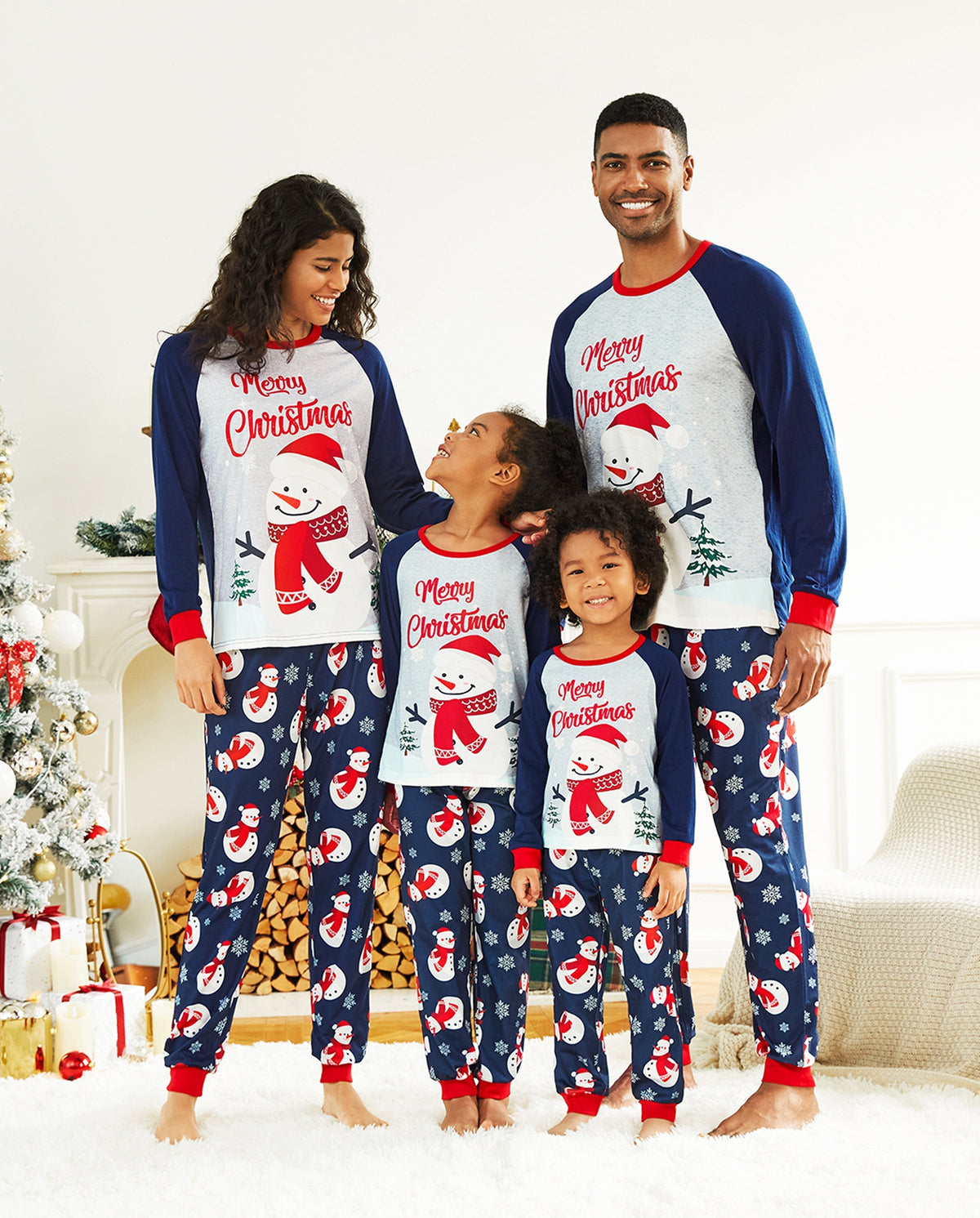 PatPat Matching Family Christmas Pajamas Snowman Print Colorblock