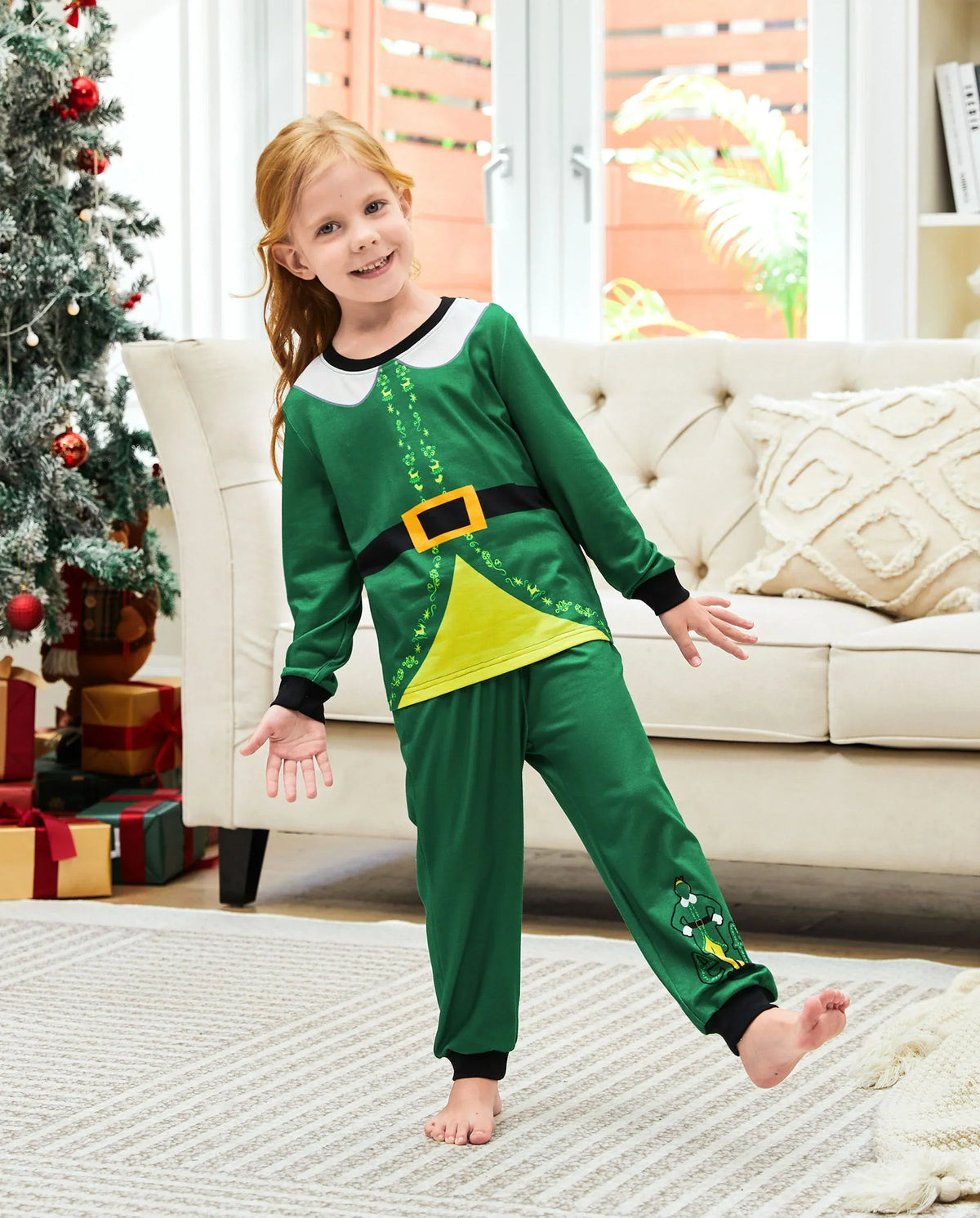 PatPat Elf Family Matching Christmas Pajamas Costume Green