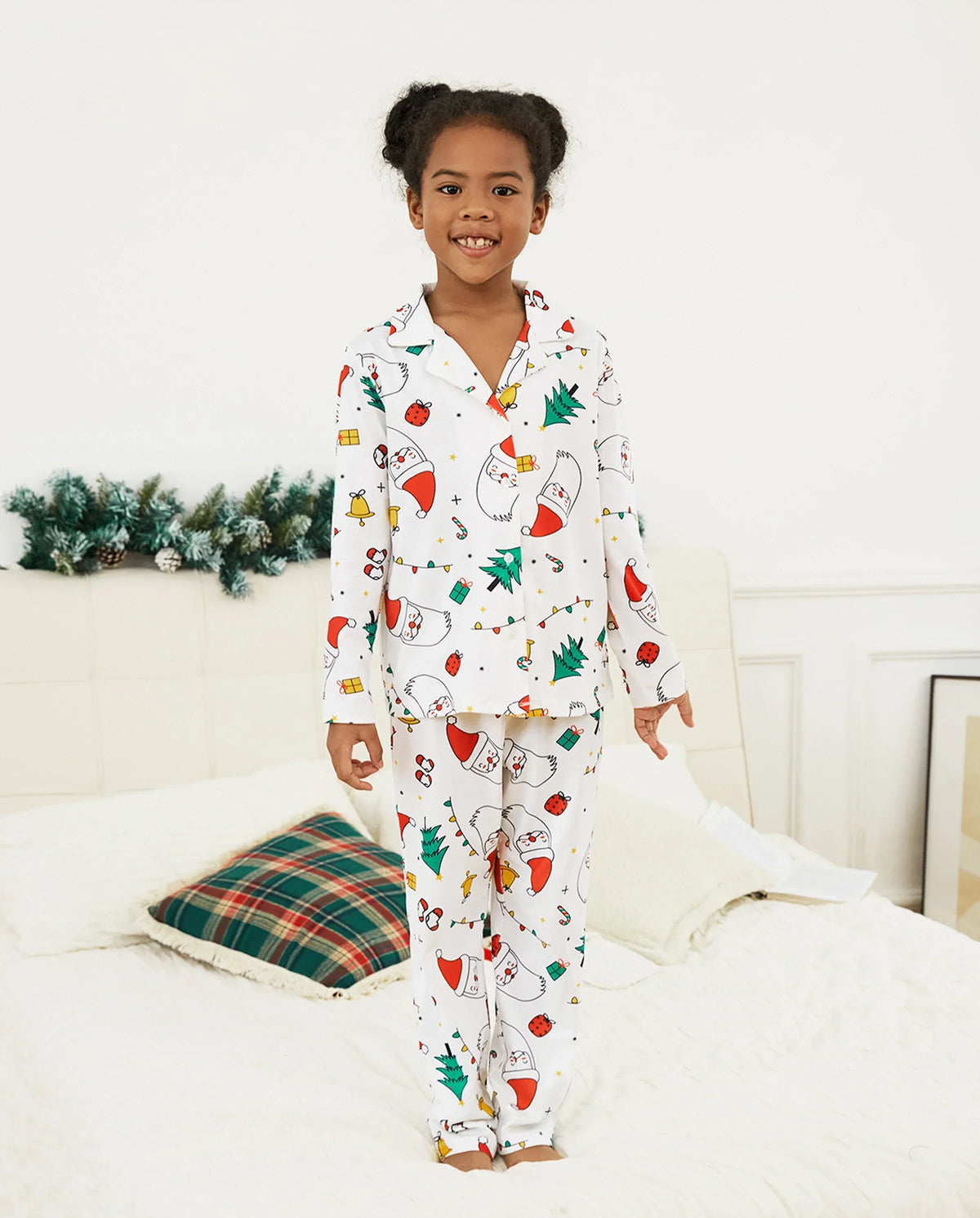 PatPat Matching Family Christmas Pajamas Christmas Tree & Santa Print White