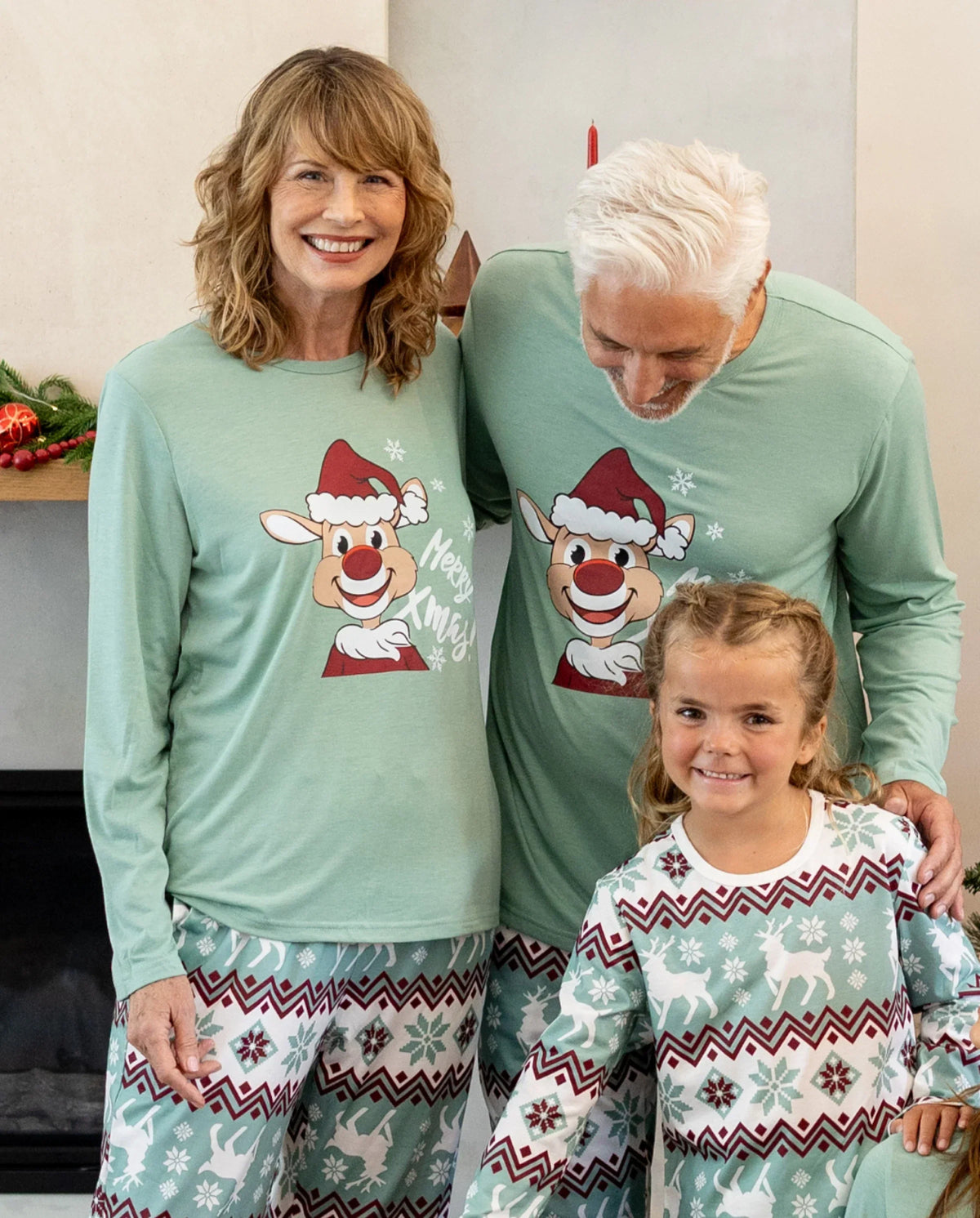 PatPat Family Matching Christmas Pajamas Reindeer Print Light Green