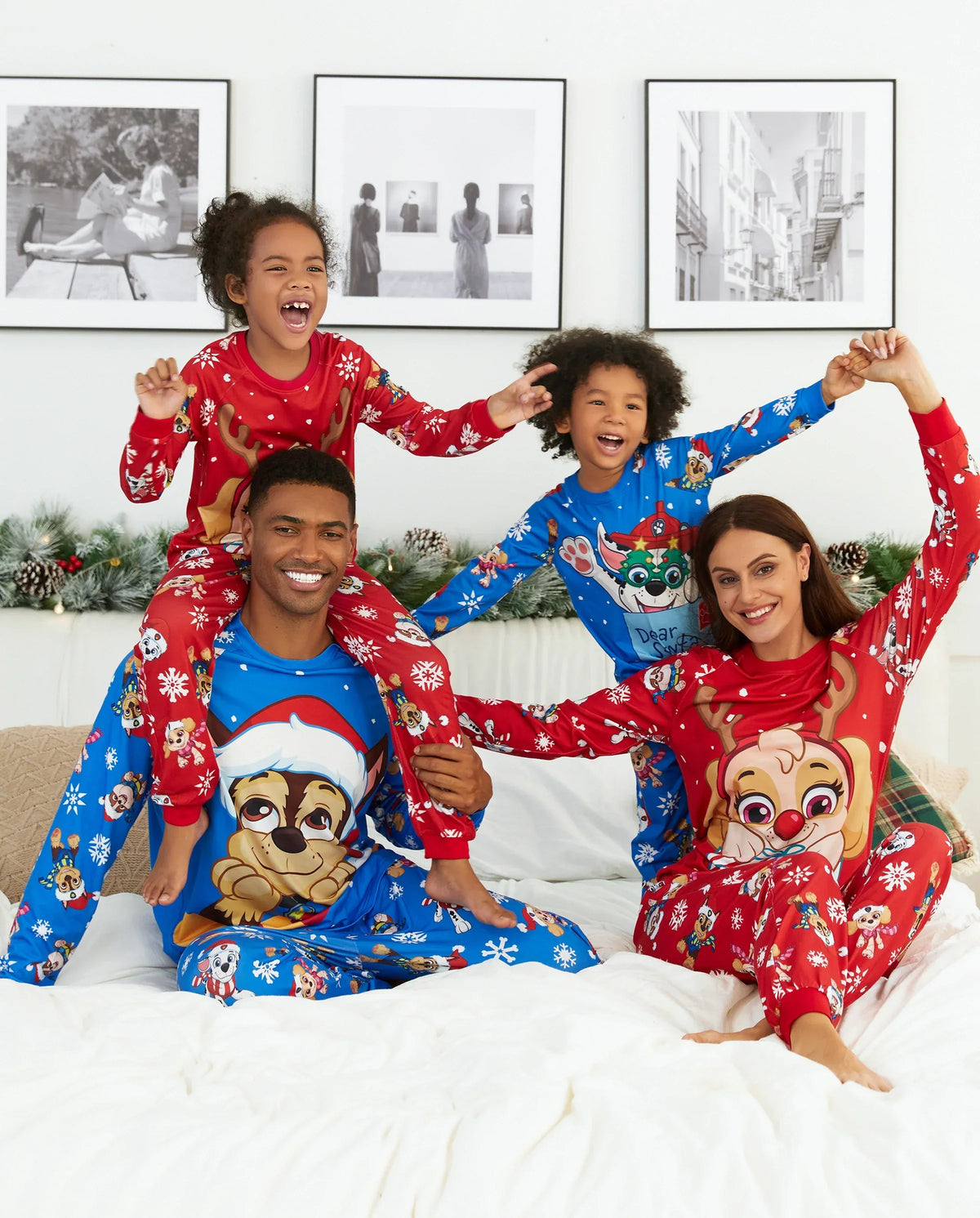PatPat PAW Patrol Family Matching Christmas Pajamas Santa Hat Graphic Blue & Red