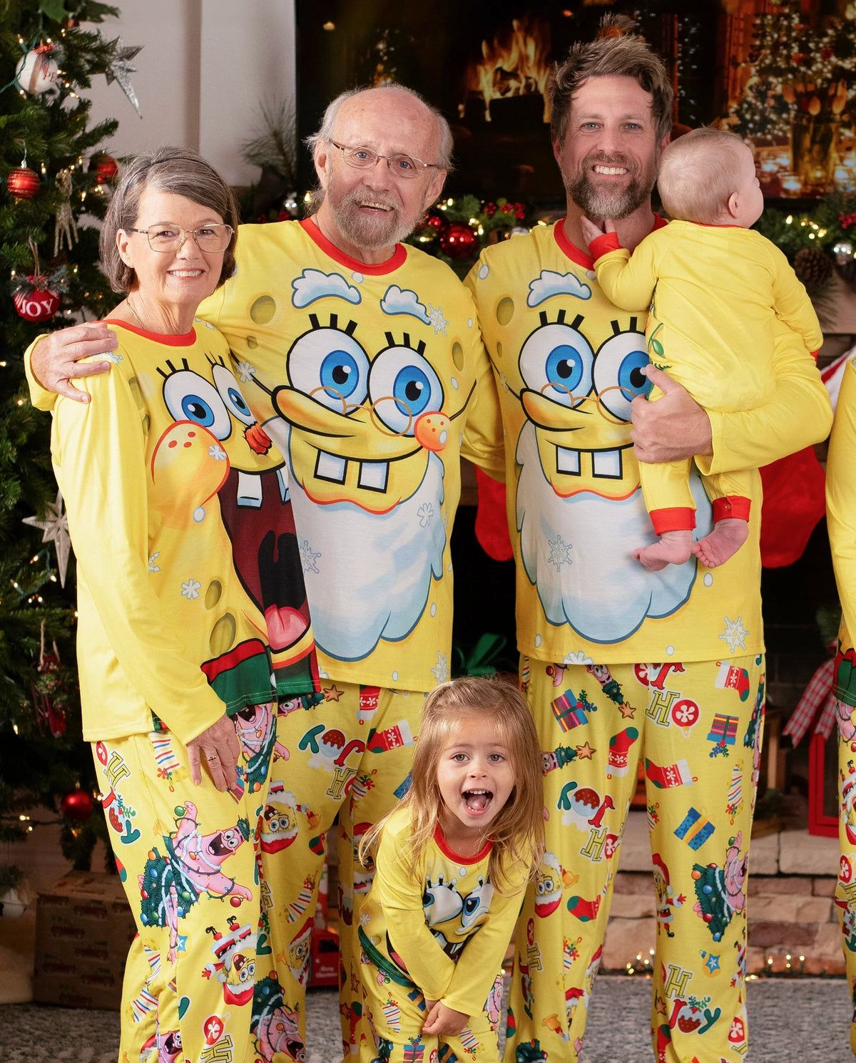 PatPat SpongeBob SquarePants Family Matching Christmas Pajamas Yellow