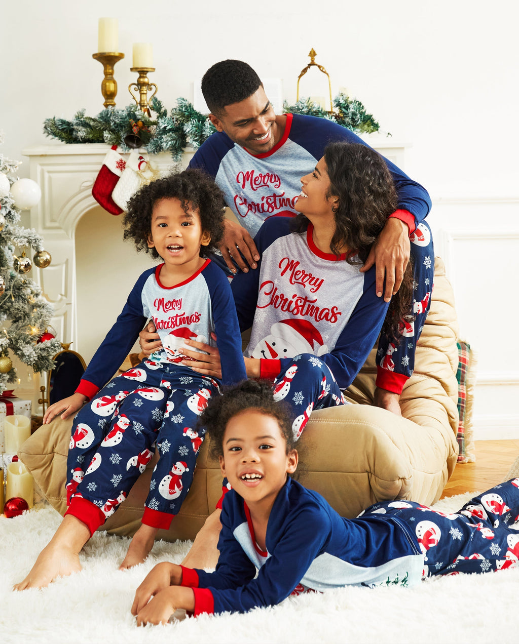 PatPat Matching Family Christmas Pajamas Snowman Print Colorblock