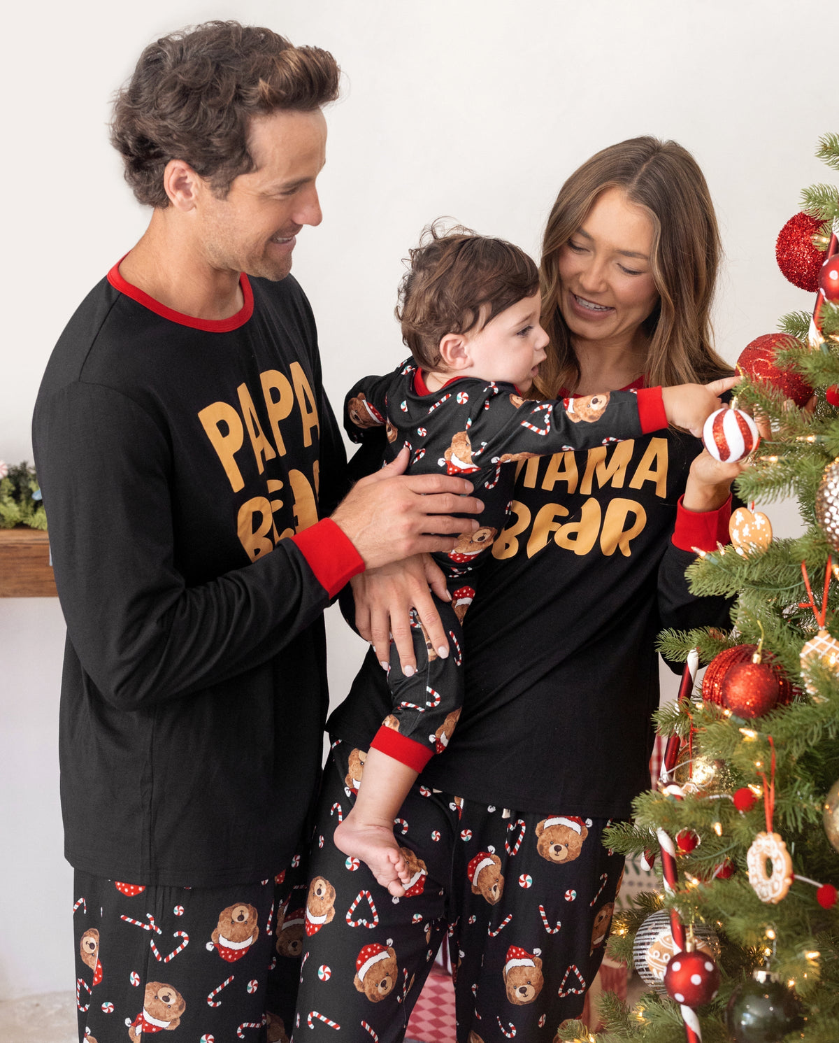 PatPat Matching Family Christmas Pajamas Bear Print Black