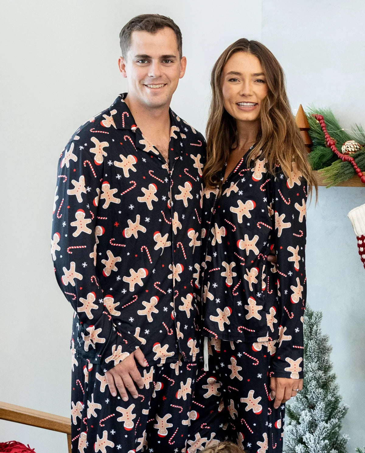 PatPat Family Matching Christmas Pajamas Gingerbread Print Black