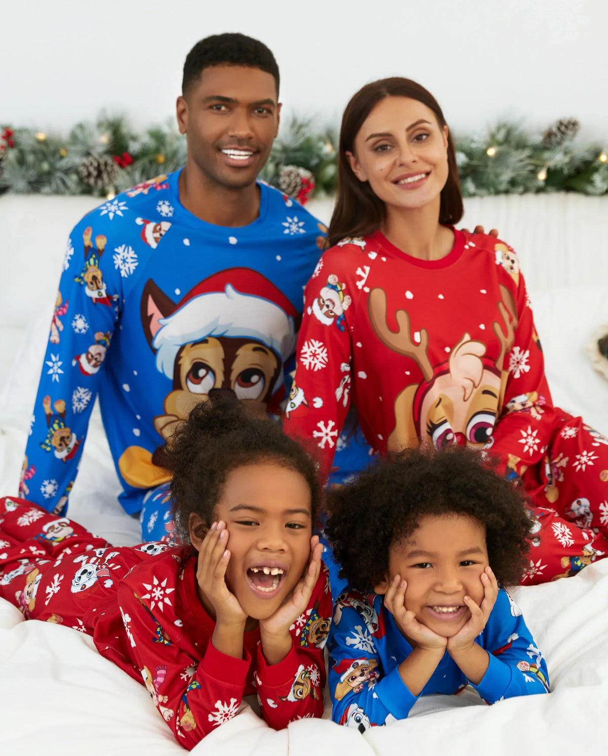 PatPat PAW Patrol Family Matching Christmas Pajamas Santa Hat Graphic Blue & Red