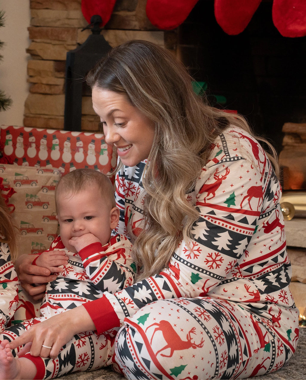 PatPat Family Matching Christmas Pajamas Fair Isle Red & White