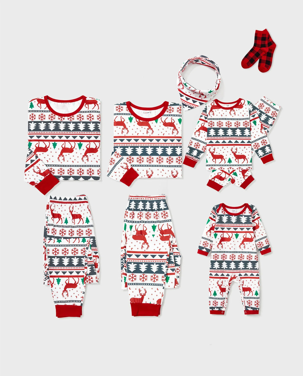 PatPat Family Matching Christmas Pajamas Fair Isle Red & White