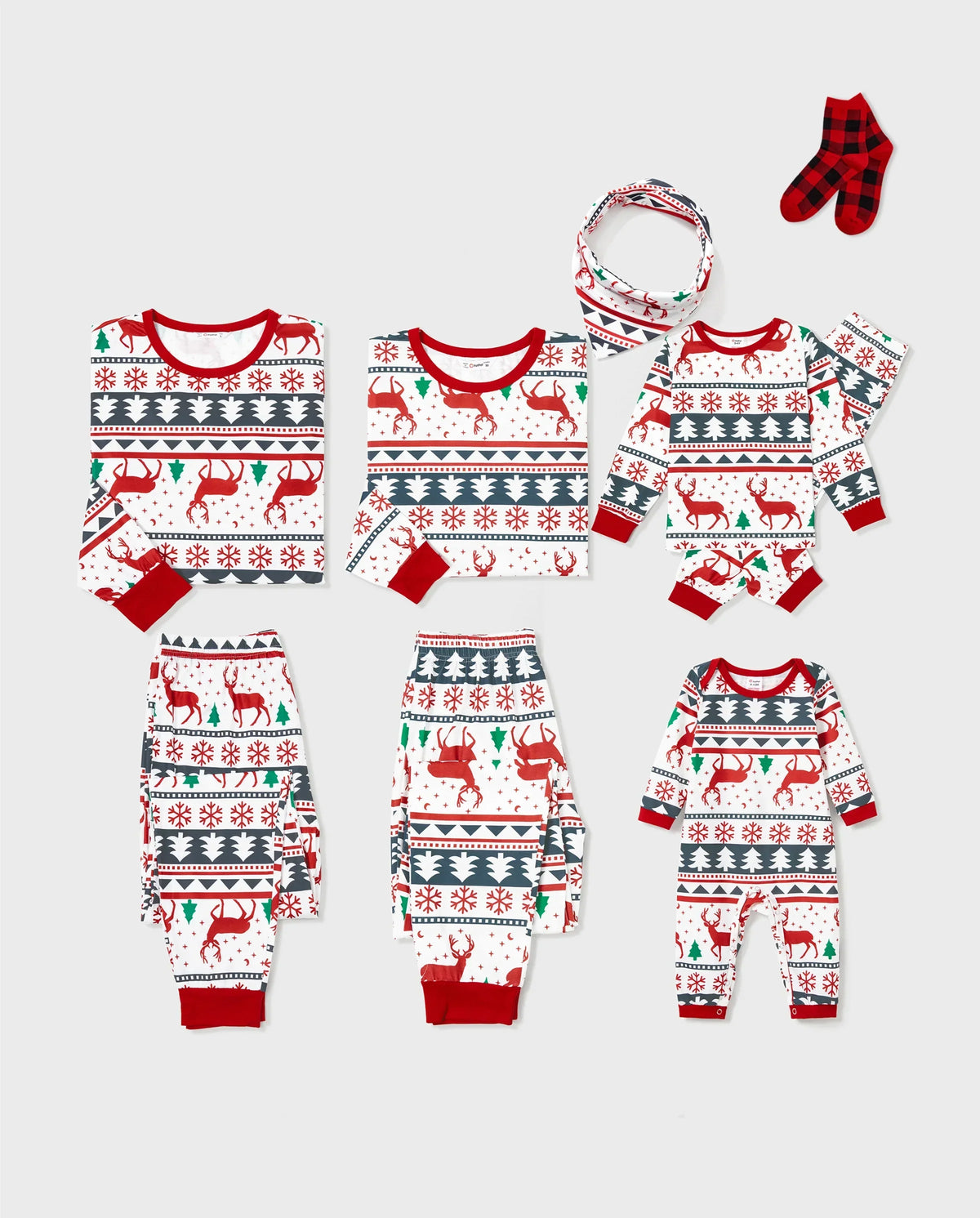 PatPat Family Matching Christmas Pajamas Fair Isle Red & White