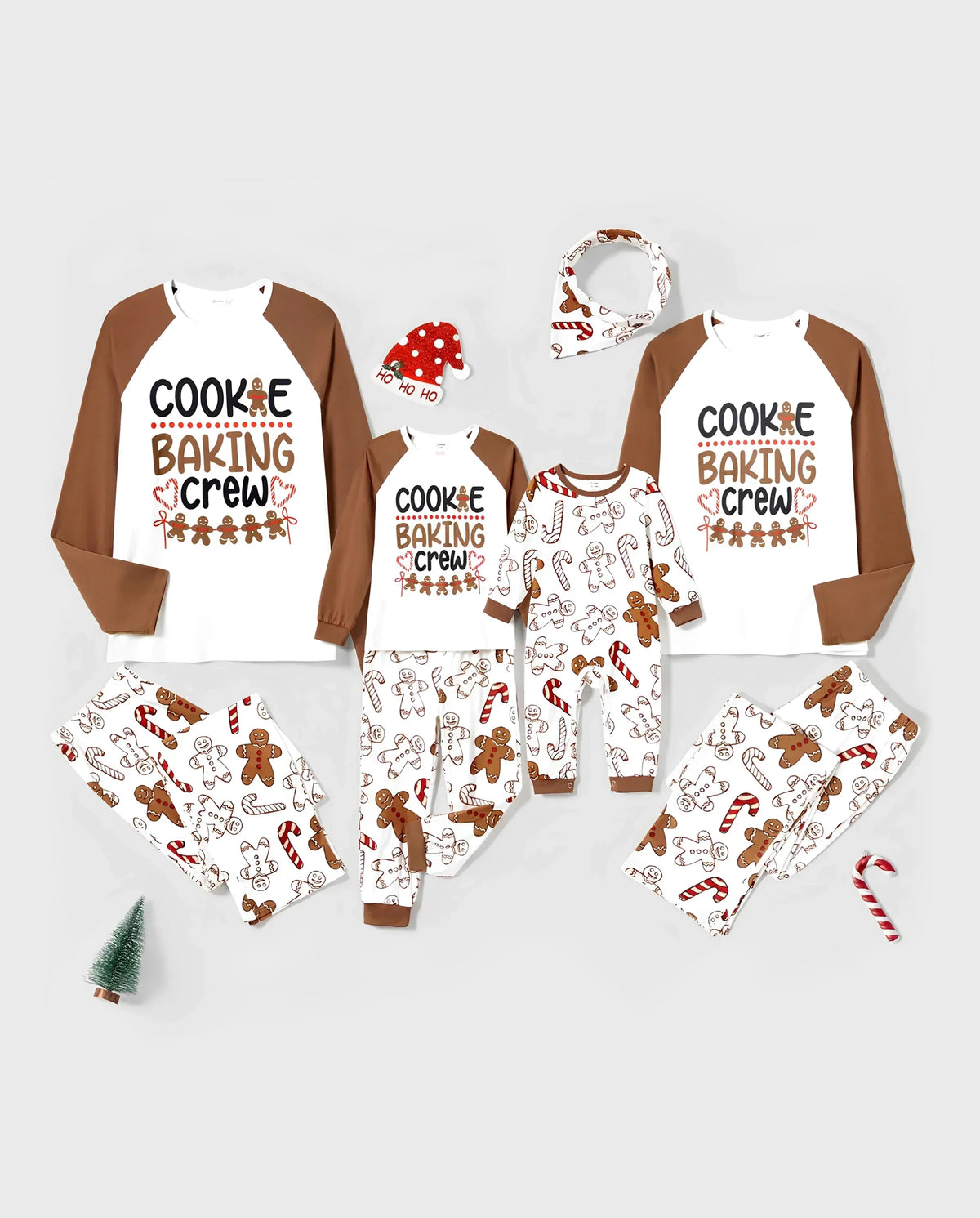 PatPat Family Matching Christmas Pajamas Gingerbread Print Khaki