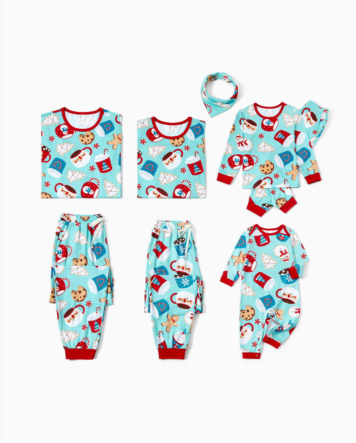 PatPat Family Matching Christmas Pajamas Mug & Gingerbread Print Blue