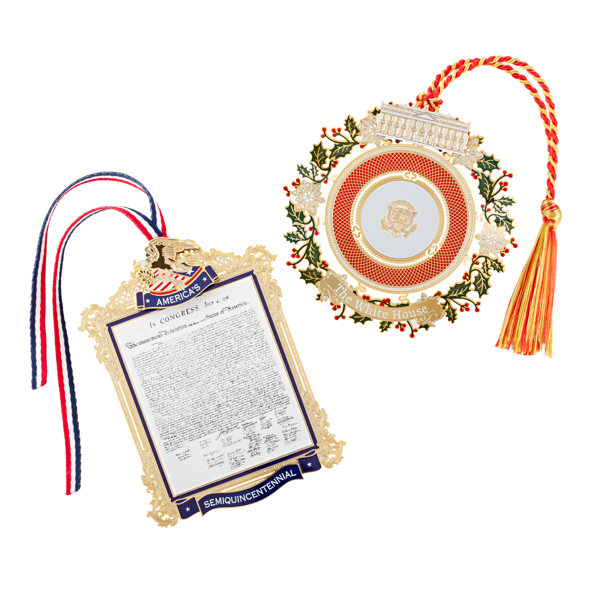 Collector's Bundle Featuring 2026 Official Commemorative Ornament of America's 250th Anniversary Celebration and the 2025 Official White House Christmas Ornament