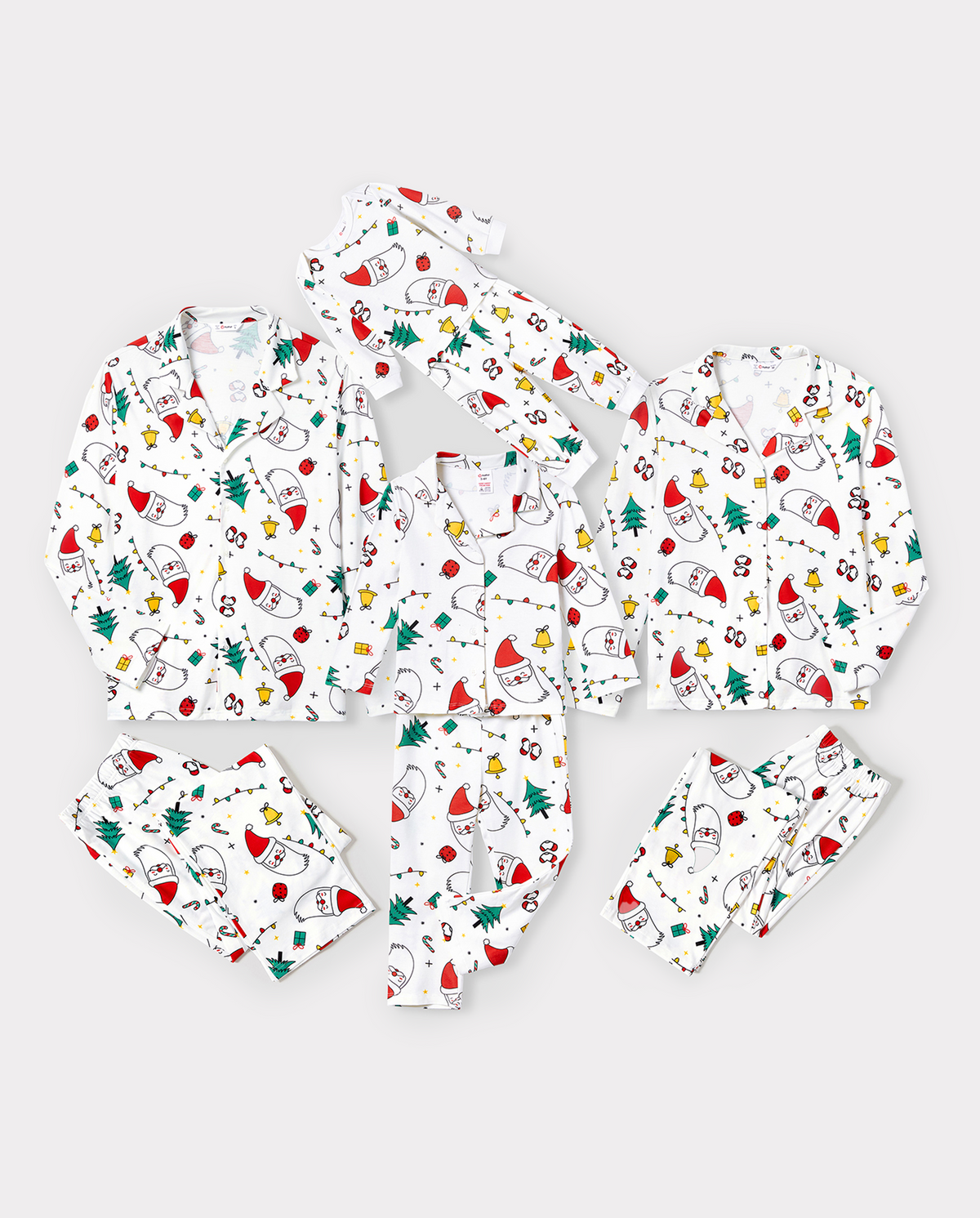 PatPat Matching Family Christmas Pajamas Christmas Tree & Santa Print White