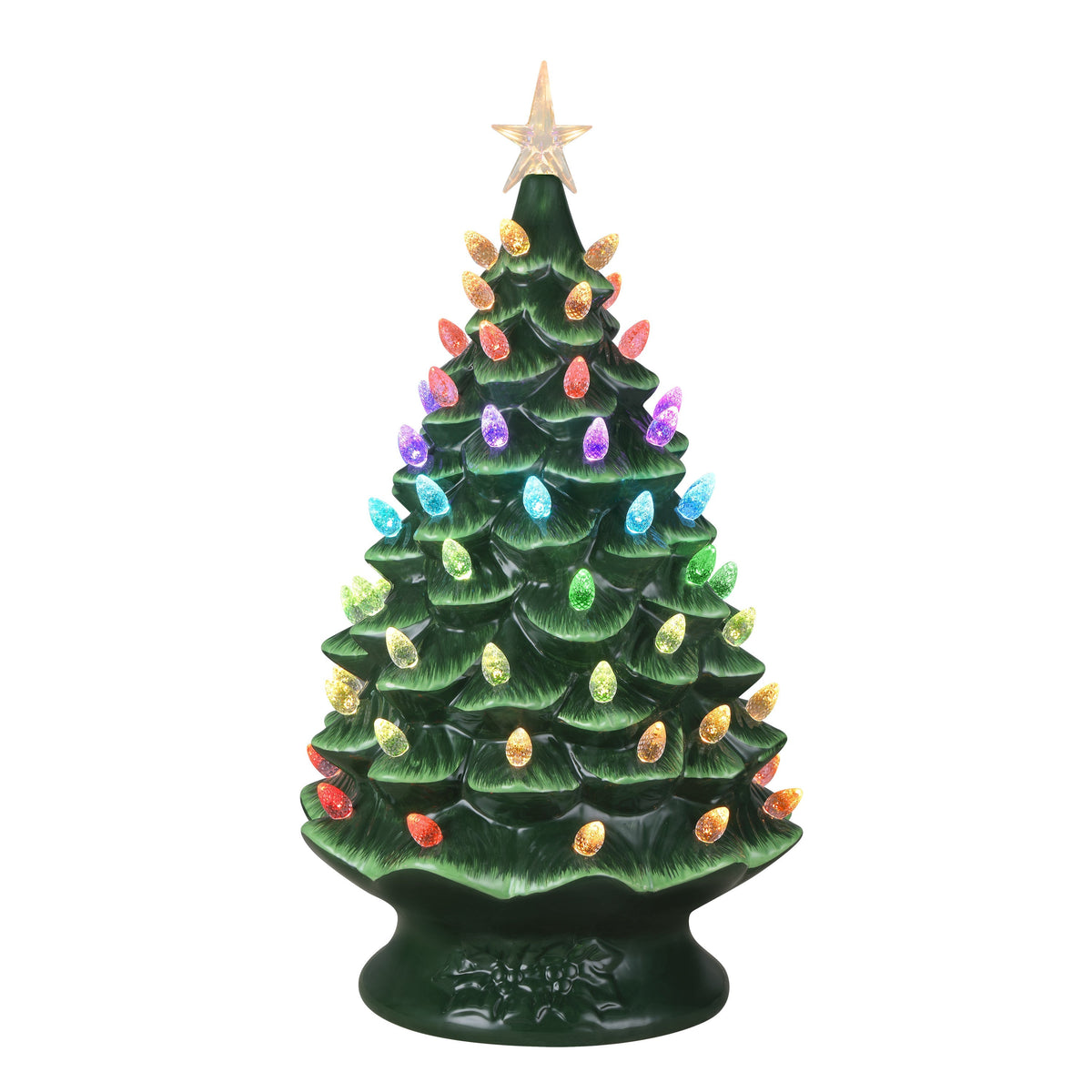 24 in. Green Nostalgic Ceramic Tree with Light Show