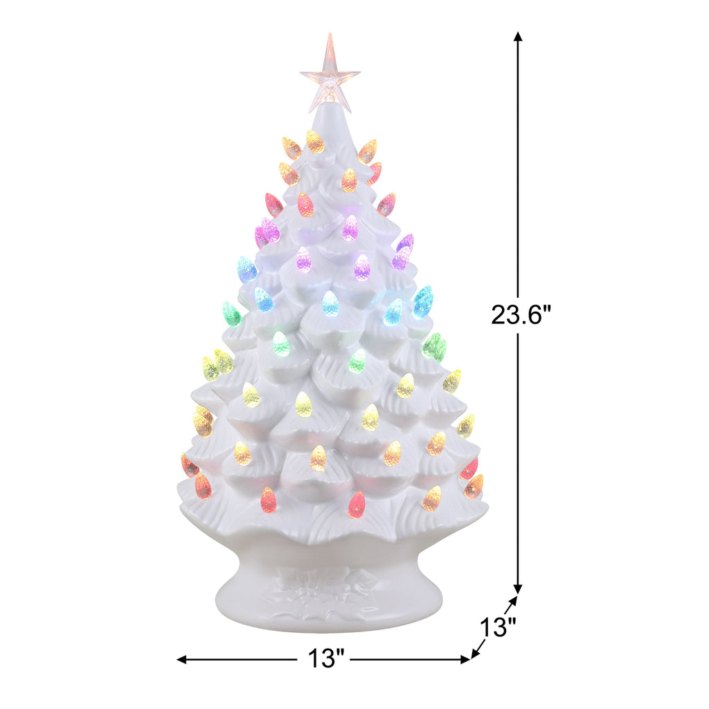 24 in. White Nostalgic Ceramic Tree with Light Show