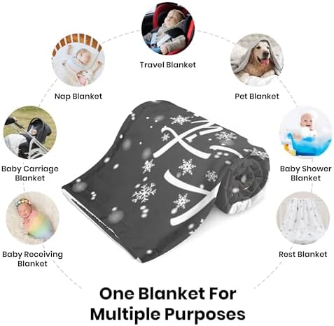Christmas Baby Blanket 30x40 Inches, Merry Christmas Gnome Xmas Gifts Winter Snowflakes Design Soft Flannel Throw Blanket for Crib, Stroller, Couch, Bed - Cozy Warm Nursery & Home Decor for Kids Adult