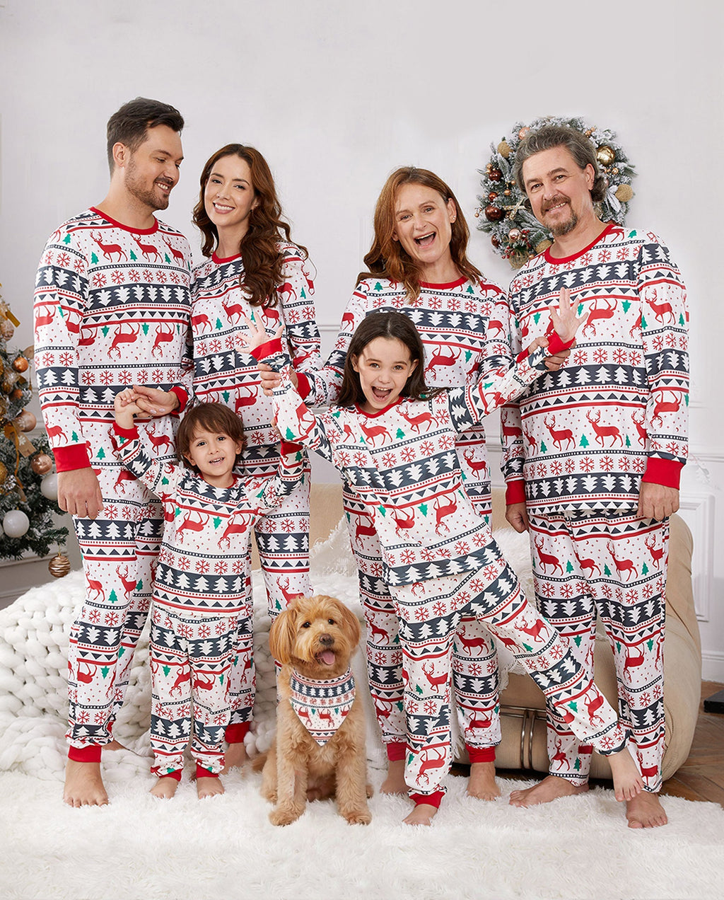 PatPat Family Matching Christmas Pajamas Fair Isle Red & White