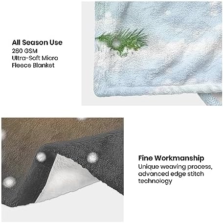 Christmas Throw Blanket, Merry Christmas Gnome Xmas Gifts Winter Snowflakess, Living Room/Bedroom/Sofa Couch Warm Soft Bed Flannel Blanket for Children Adults All Season 50"X40"