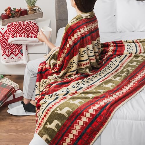 Pavilia Soft, Plush, Warm Winter Cabin Throw - Twin 60x80, Red Christmas Holiday Fleece Blanket - color: Christmas Red, size: 60 x 80 Inches - Twin
