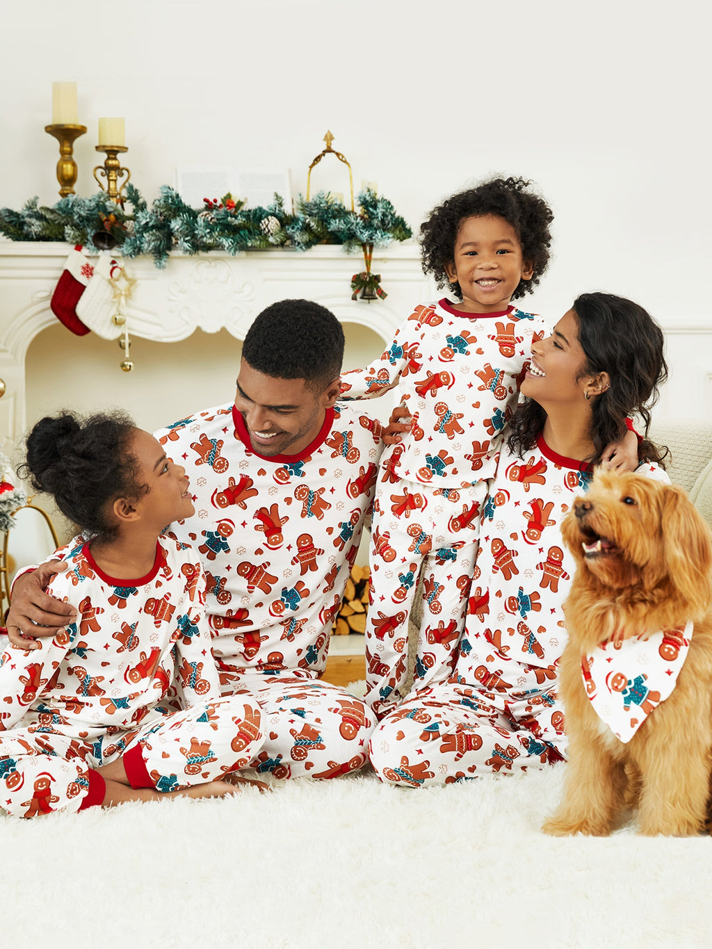 PatPat Matching Family Christmas Pajamas Gingerbread Print White
