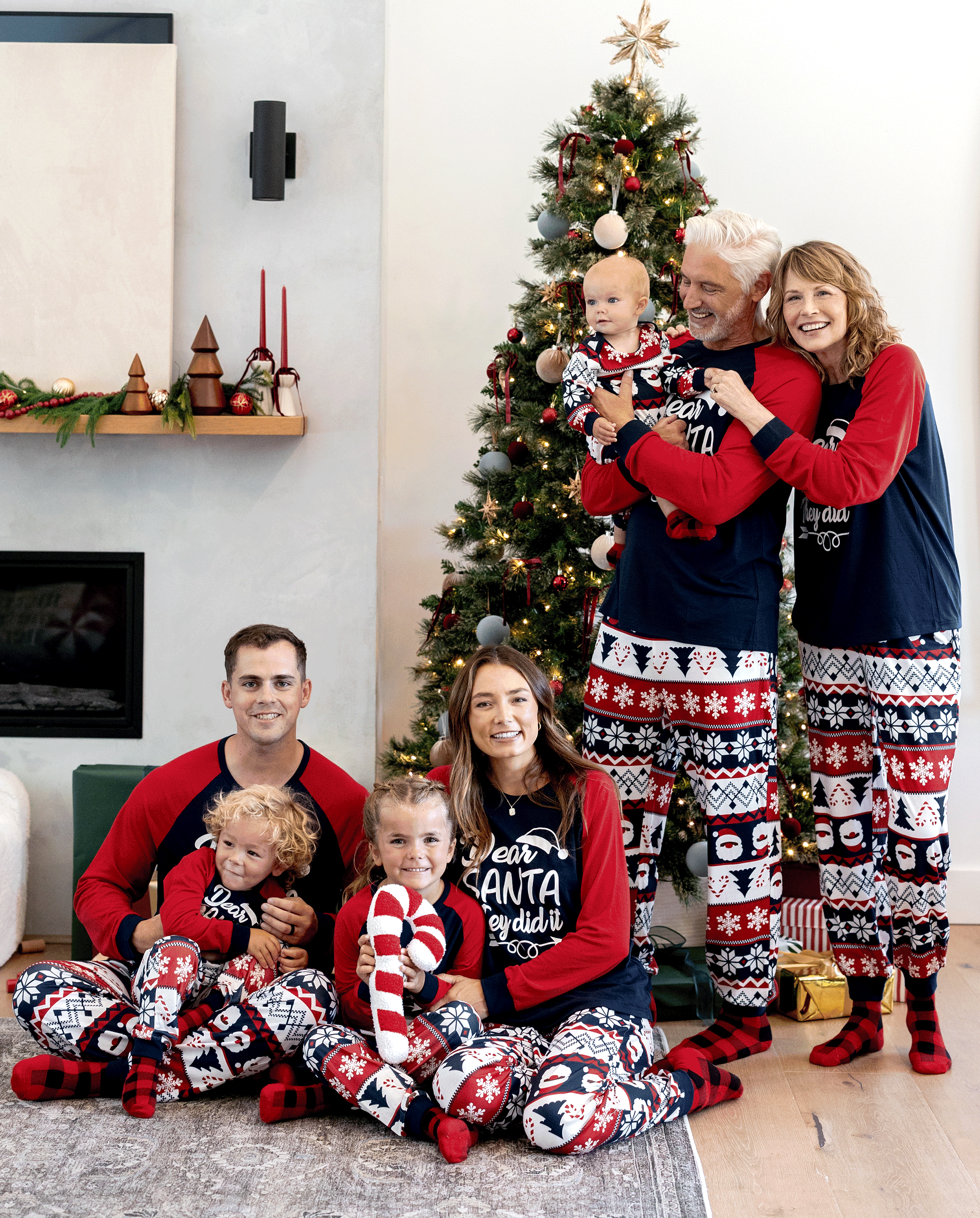 PatPat Family Matching Christmas Pajamas Glow in the Dark Navy