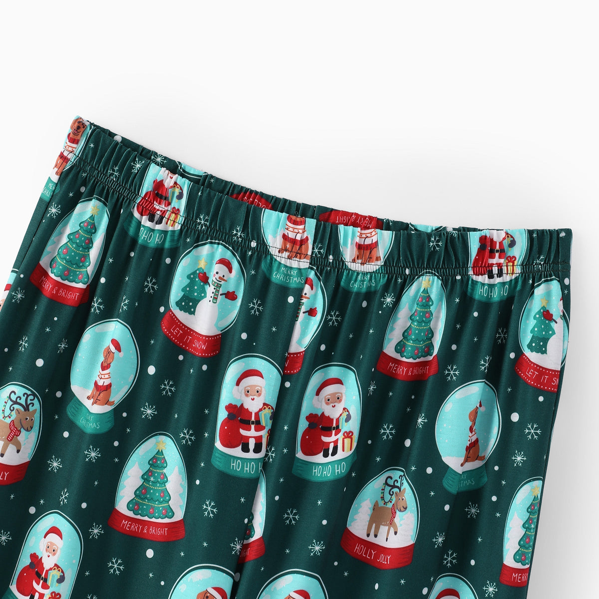 PatPat Matching Family Christmas Pajamas Snow Globe Print Dark Green Plus Size