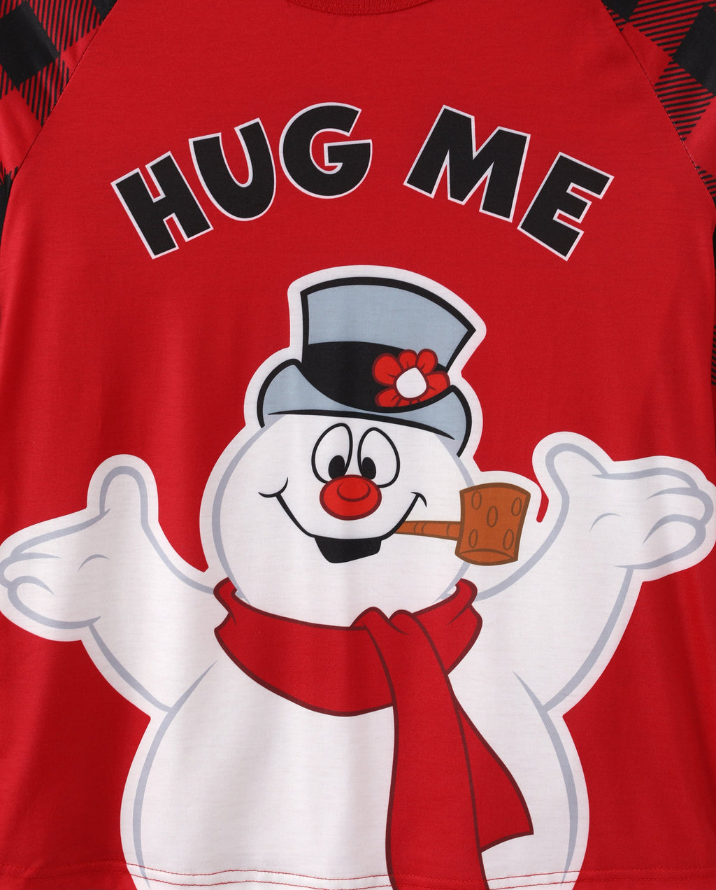 PatPat Frosty the Snowman Matching Family Christmas Pajamas Hug Me Print Plaid Red