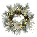 Zavothy Christmas Wreath 20 Inch Christmas Decorations Wreath with Lights,Balls,Pine Cones,Golden Berries,Pine Needle and Artificial Flower for Outdoor Indoor Christmas Decorations
