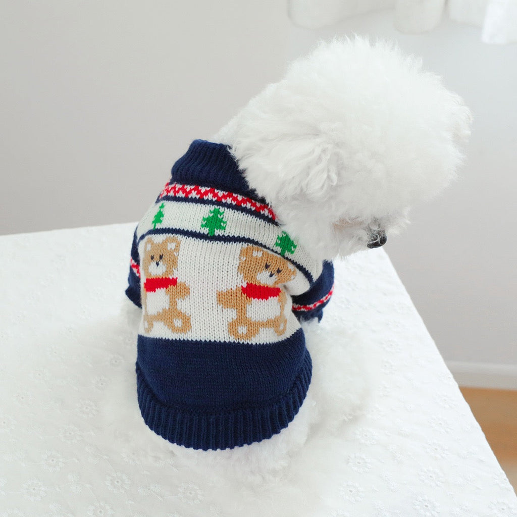Christmas Elk/Bear Printed Knitted Dog Cat Sweater