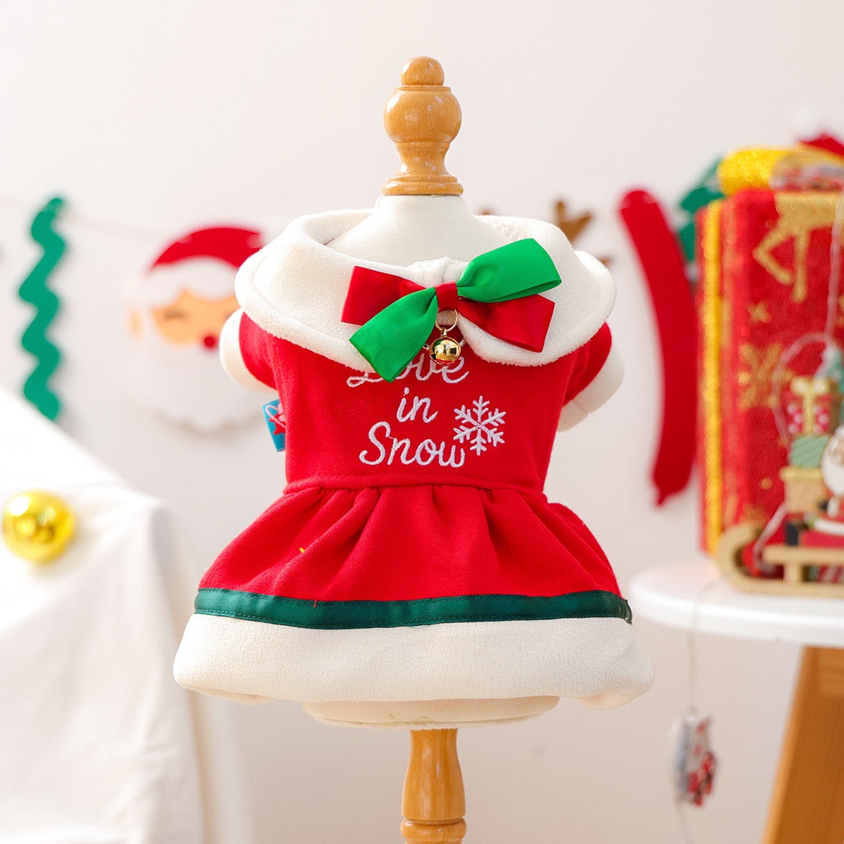 Christmas Santa Fleece Dog Cat Jumpsuits/Dress