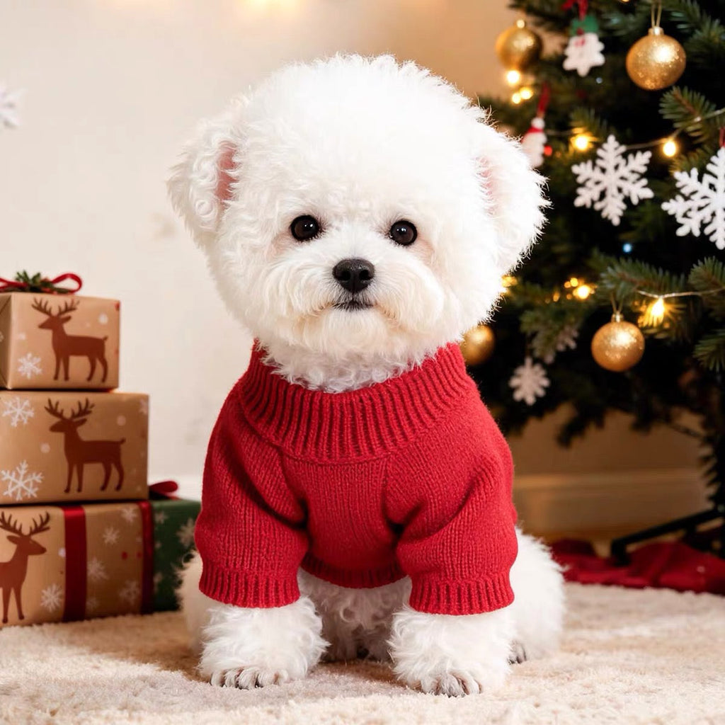 Christmas Santa Bow Dog Cat Knitted Sweater