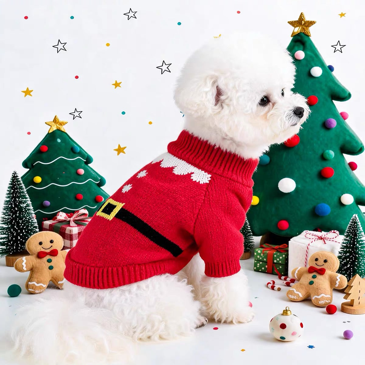 Christmas Santa Bow Dog Cat Knitted Sweater