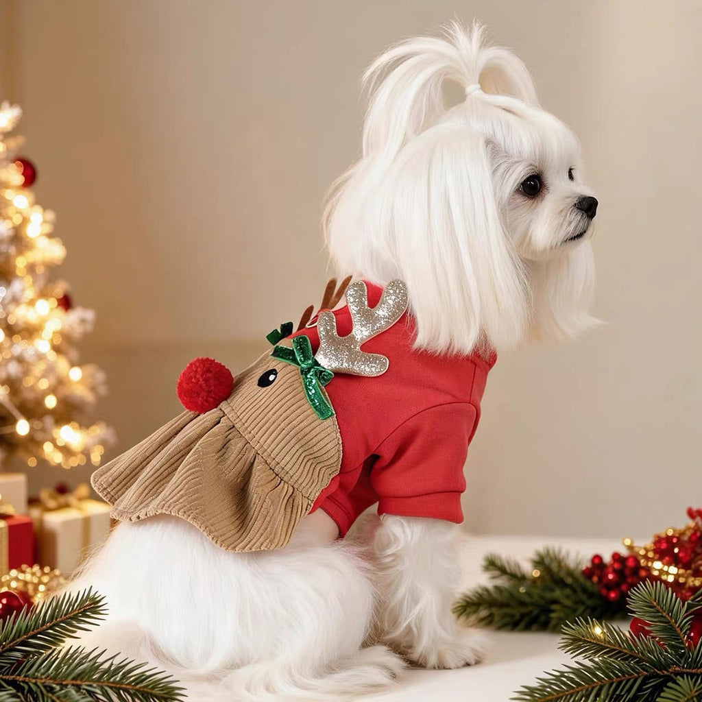 Christmas Elk Shape Dog Cat Dress Harness