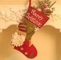 3D Santa Claus Christmas Stocking, "Merry Christmas" Embroidery Xmas Gift Bag, Fireplace Hanging Holiday Ornament