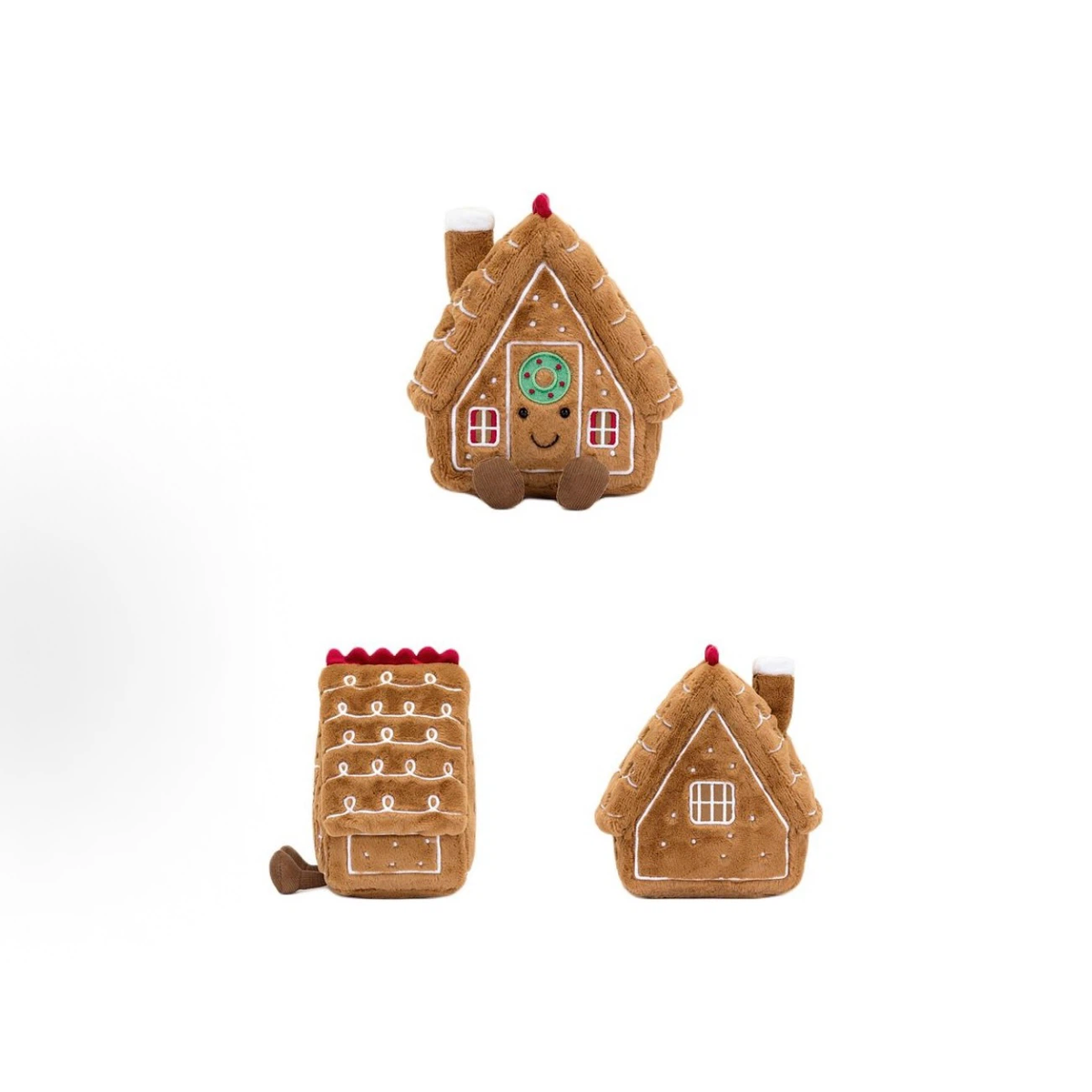 Gingerbread House Plush Toy, Cute Christmas Gingerbread Home Stuffed Animal, Festive Holiday Decor & Stocking Stuffer Gift