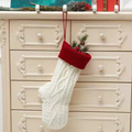 White‑Body Red‑Cuff Knit Christmas Stocking, Holiday Gift Sock