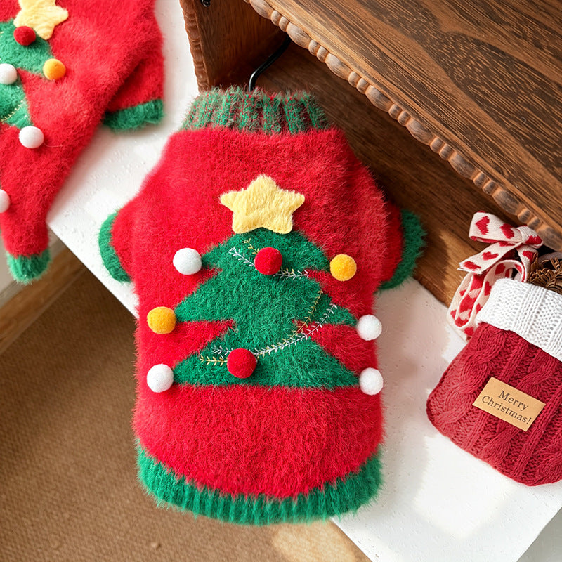 Christmas Tree Dot Decor Dog Cat Sweater