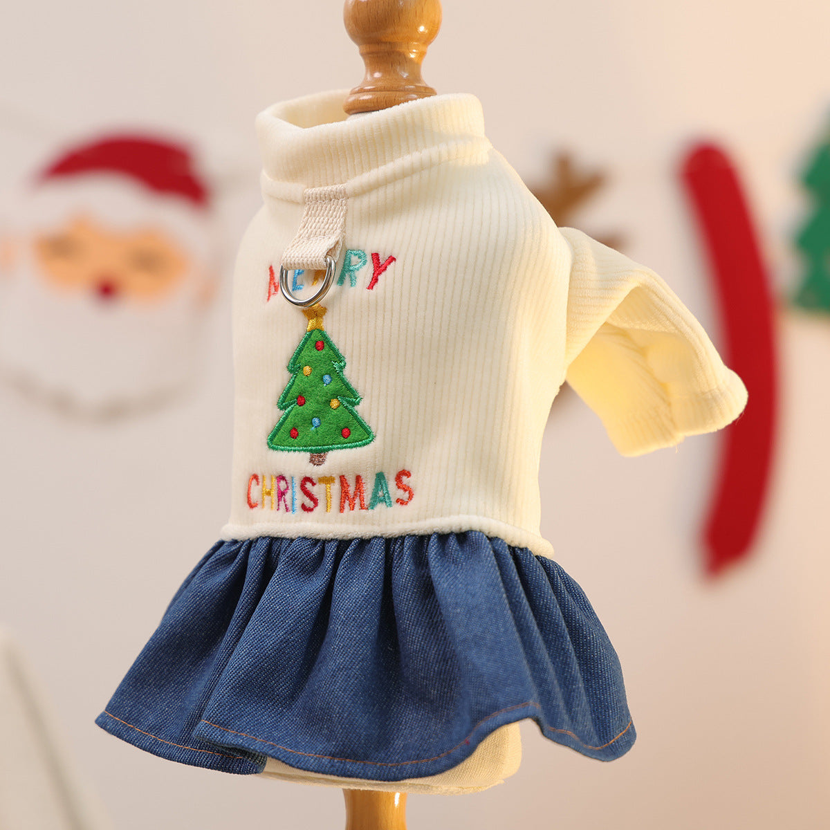 Christmas Tree Denim Dog Cat Dress/Jacket