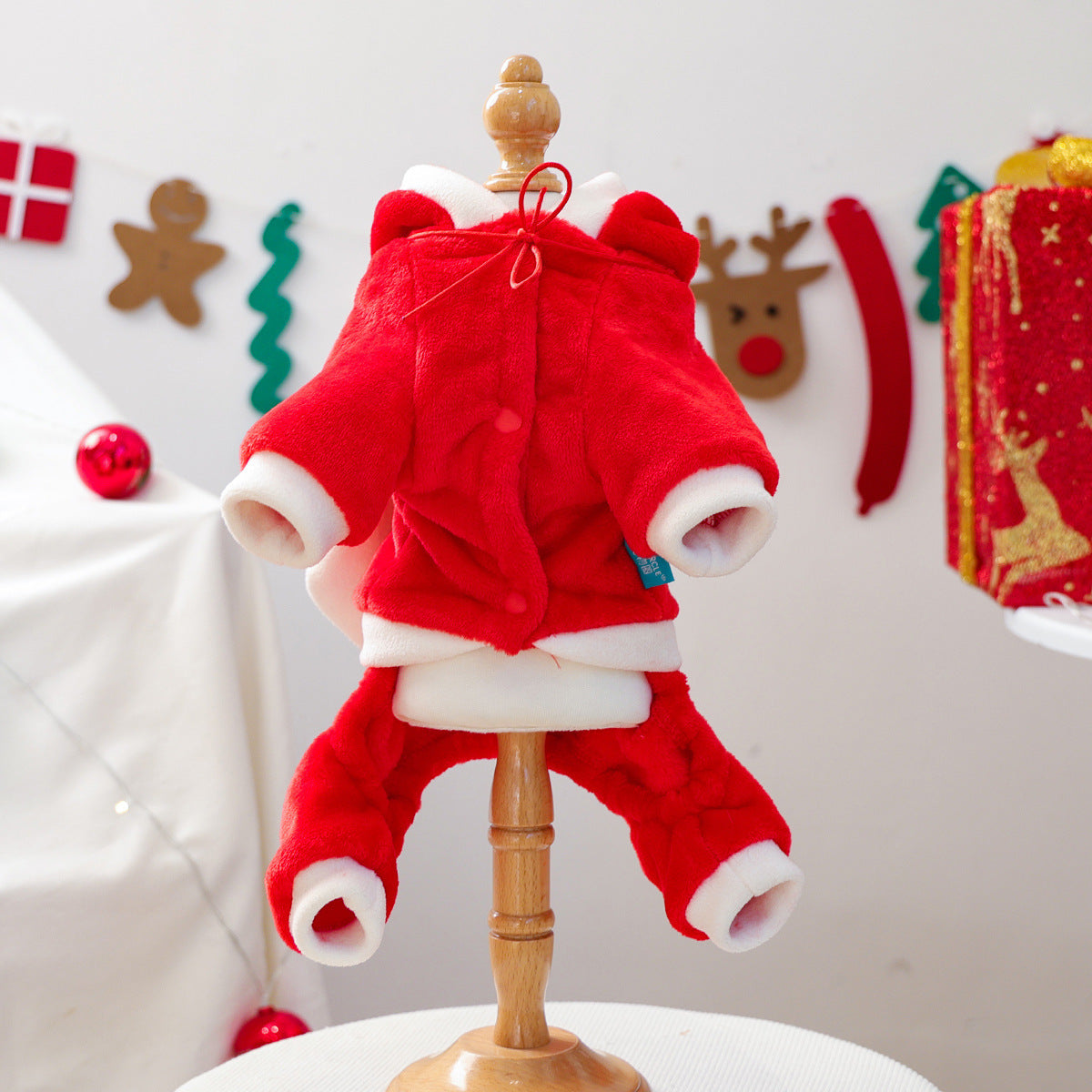 Christmas Santa Fleece Dog Cat Jumpsuits/Dress