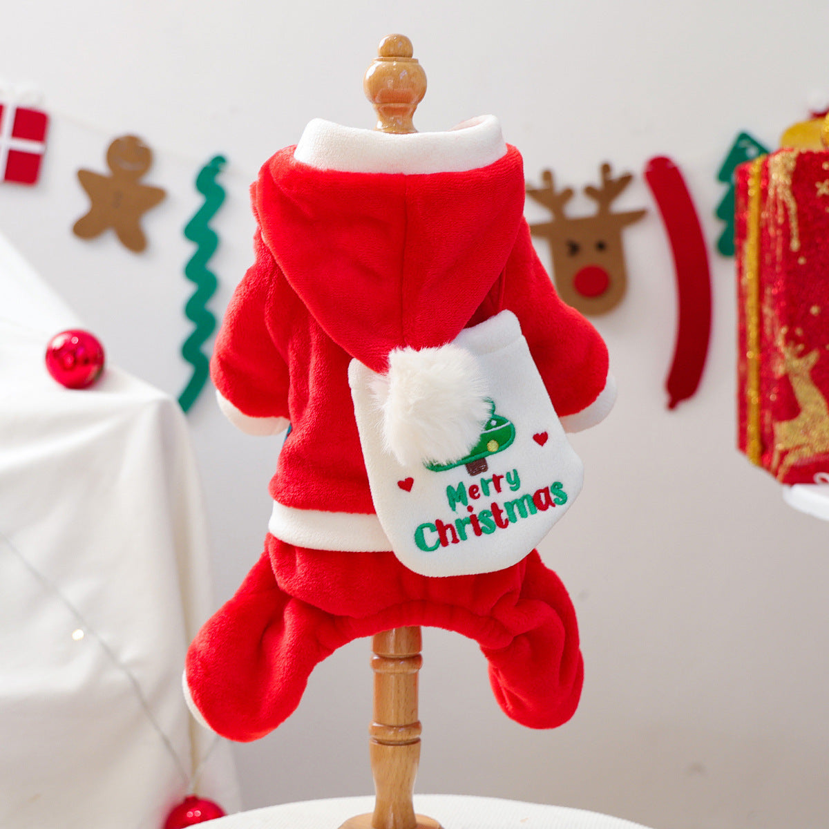 Christmas Santa Fleece Dog Cat Jumpsuits/Dress