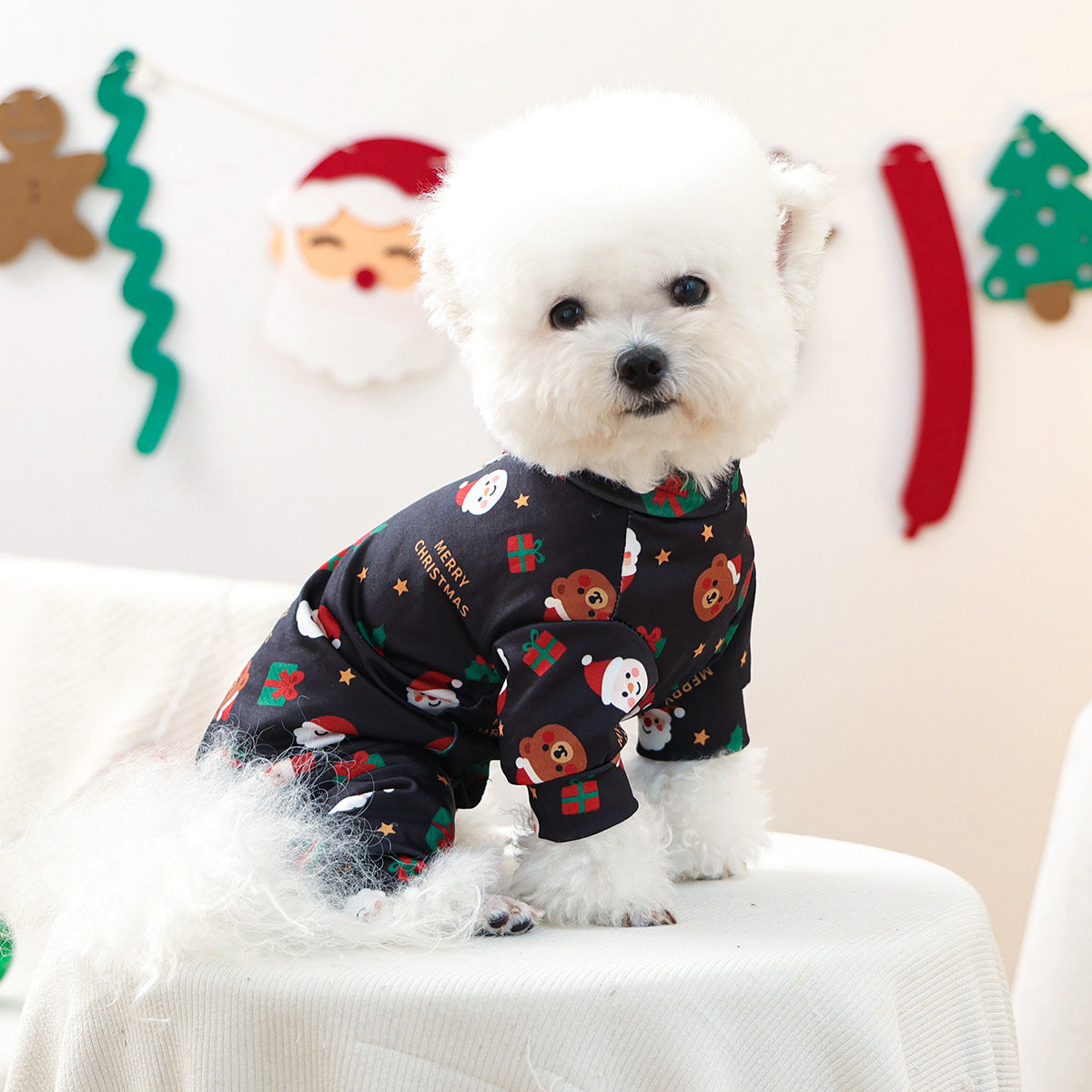 Christmas Santa Dog Harness Jumpsuits Pajama
