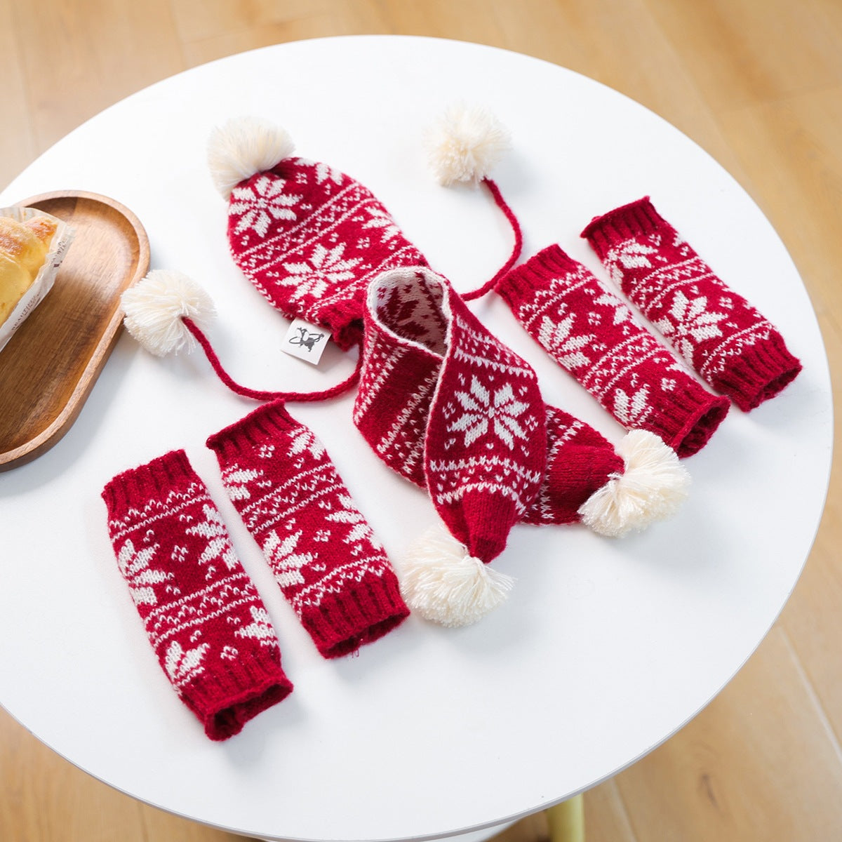 Christmas Dog Cat Scarf Hat Socks 3pcs Set