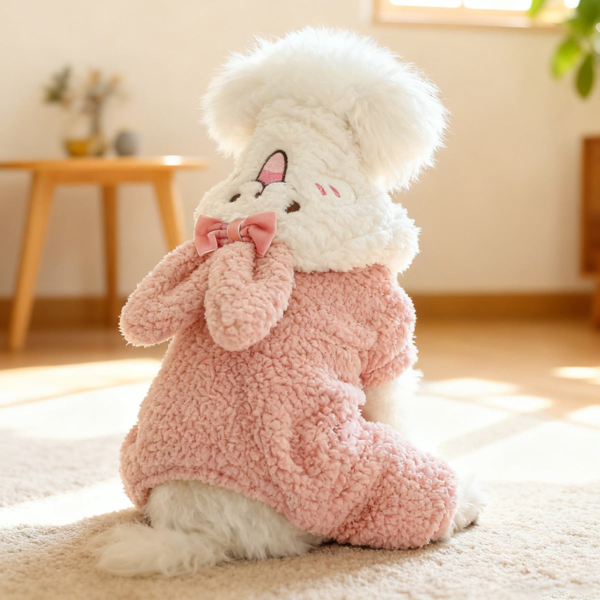 Fleece Warm Rabbit Hooded Dog Jumpsuits