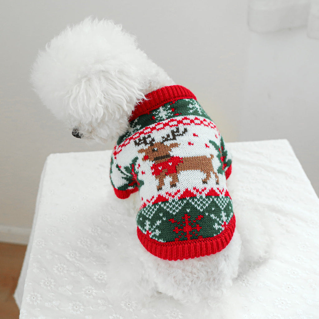 Christmas Elk/Bear Printed Knitted Dog Cat Sweater
