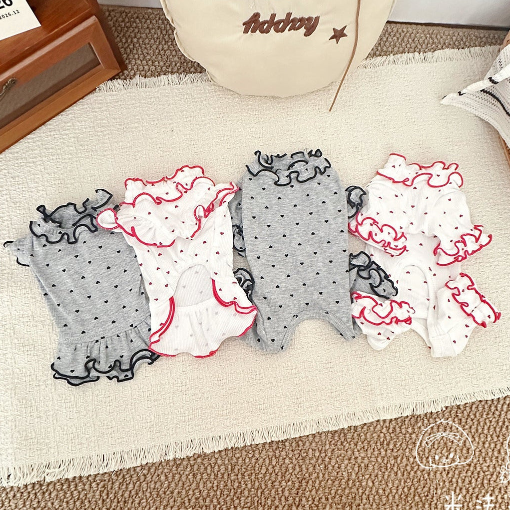 Sweet Heart Ruffled Dog Cat Dress/Jumpsuits