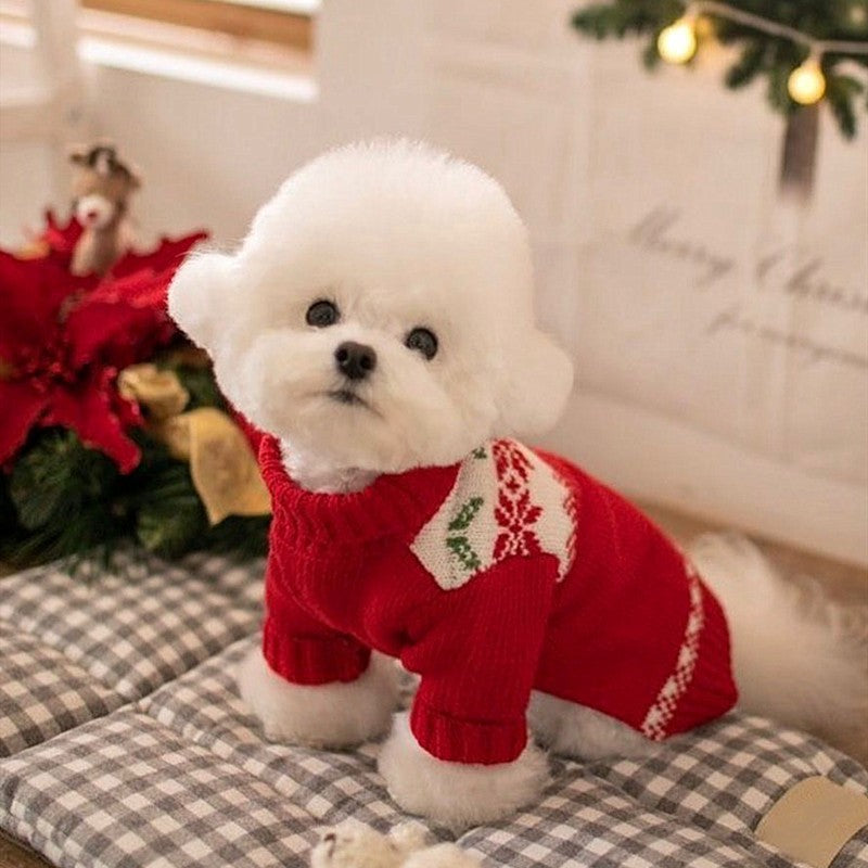 Christmas Snowflake Color Block Dog Cat Sweater