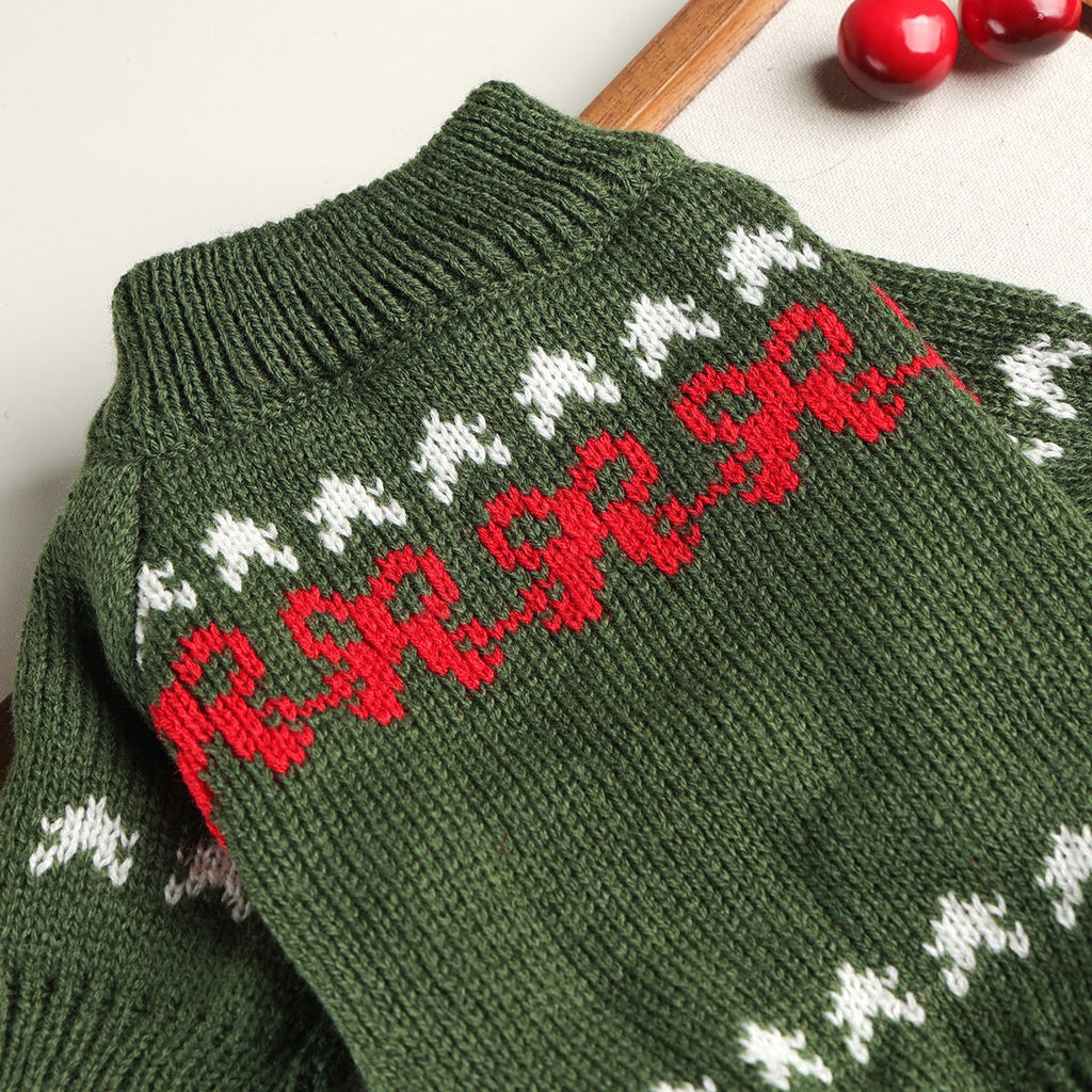 Christmas Santa Bow Dog Cat Knitted Sweater